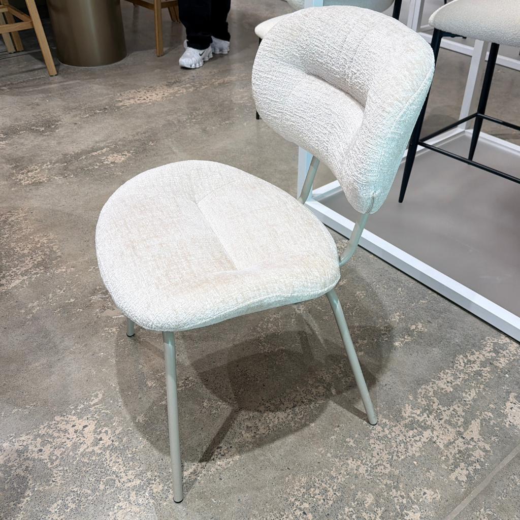 Chaise de salle à manger moderne en chenille blanche avec revêtement en tissu pour salle à manger