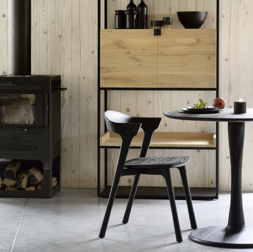 Chaise de salle à manger moderne en chêne noir pour salle à manger
