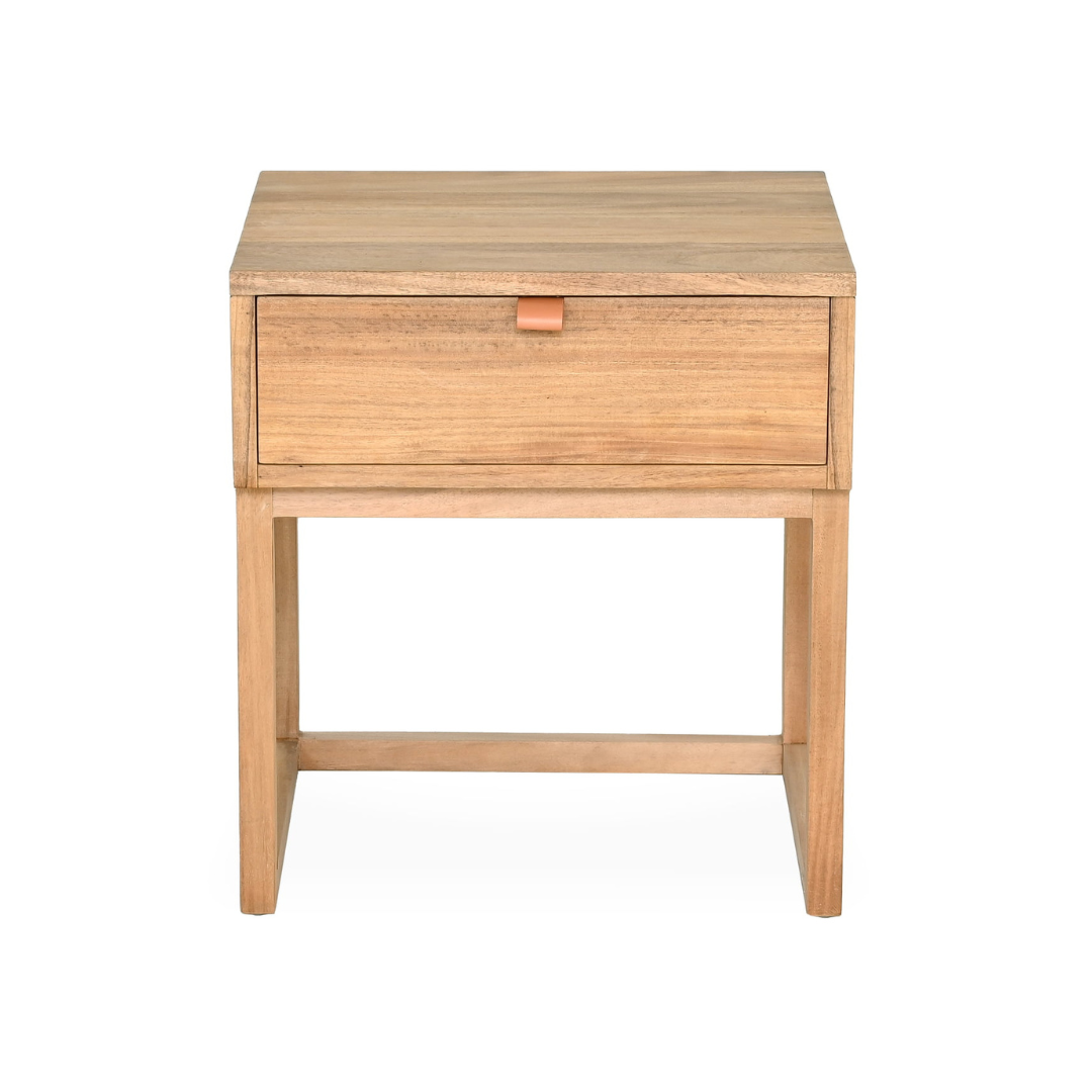 Table de chevet en cuir naturel pour chambre à coucher