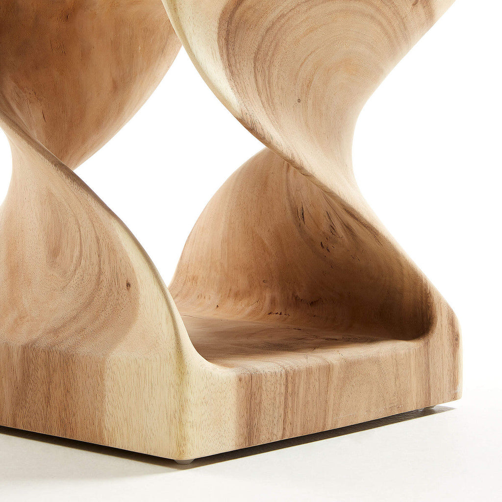 Table d'appoint en bois naturel avec rangement pour le salon