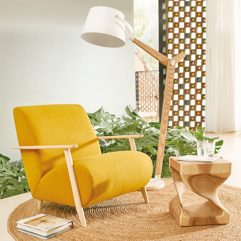 Table d'appoint en bois naturel avec rangement pour le salon