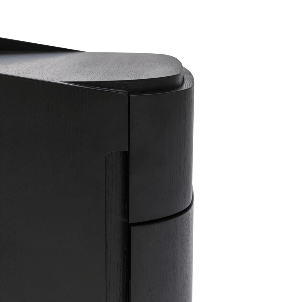 Table de chevet moderne en chêne noir avec fermeture amortie pour chambre à coucher