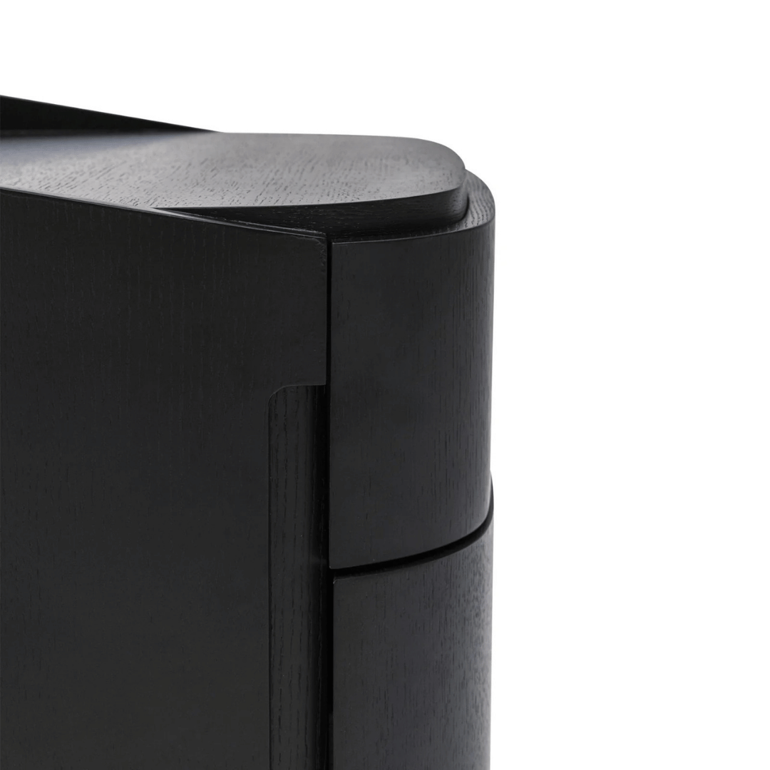 Table de chevet moderne en chêne noir avec fermeture amortie pour chambre à coucher