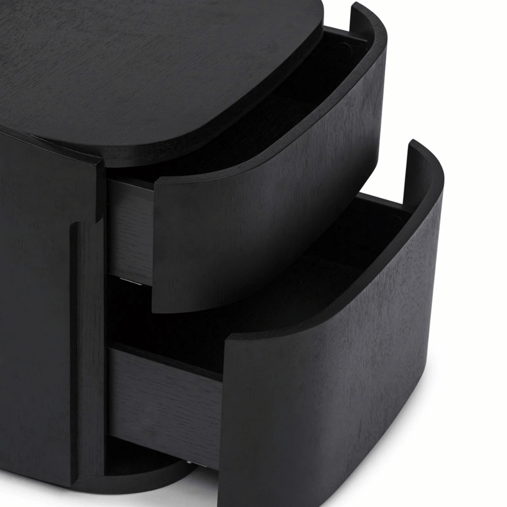 Table de chevet moderne en chêne noir avec fermeture amortie pour chambre à coucher
