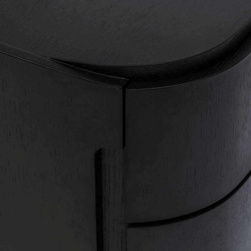 Table de chevet moderne en chêne noir avec fermeture amortie pour chambre à coucher