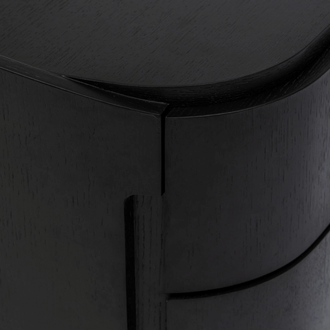 Table de chevet moderne en chêne noir avec fermeture amortie pour chambre à coucher
