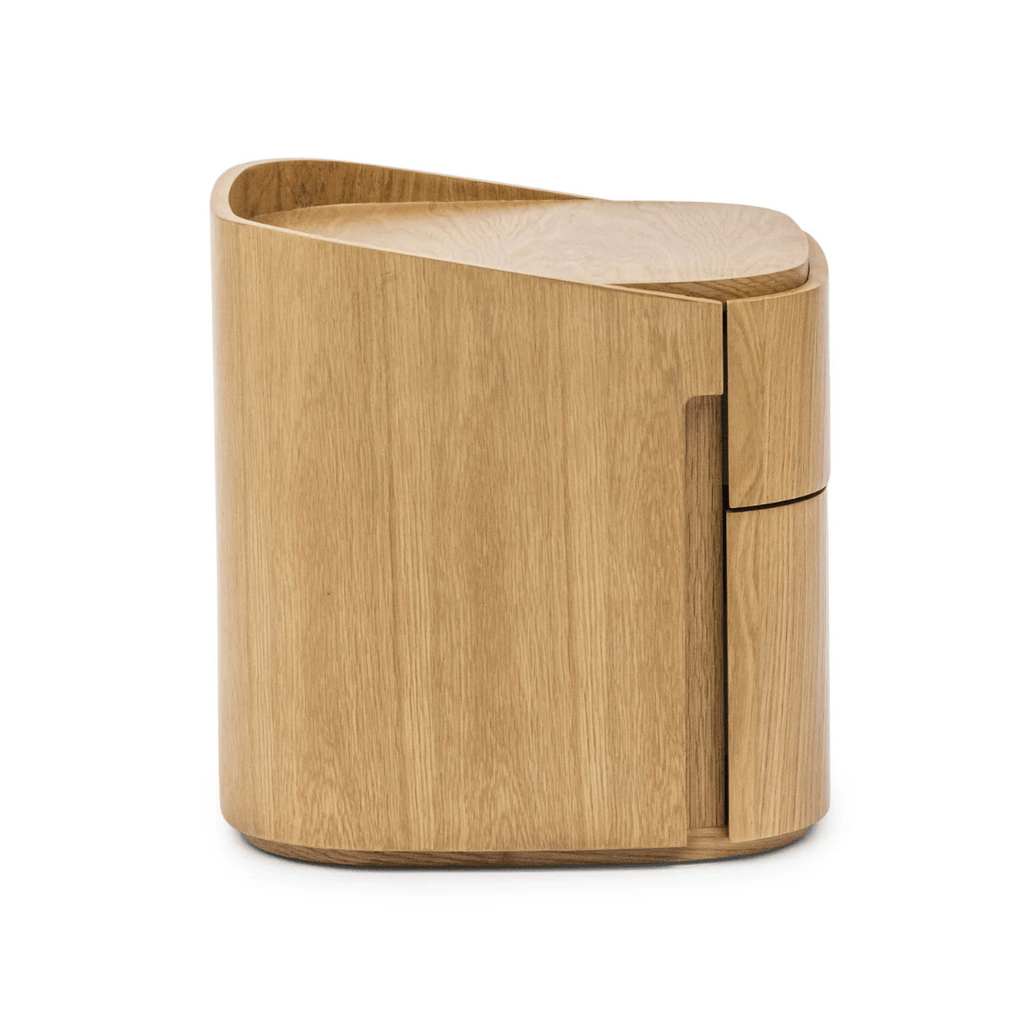 Table de chevet moderne en chêne naturel avec fermeture amortie pour chambre à coucher