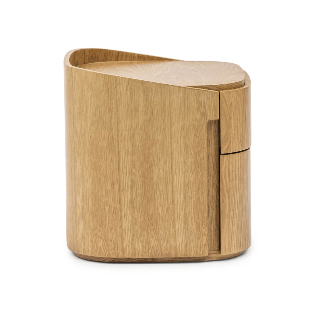 Table de chevet moderne en chêne naturel avec fermeture amortie pour chambre à coucher