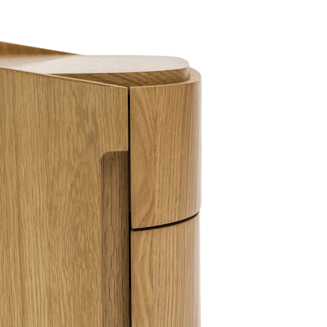 Table de chevet moderne en chêne naturel avec fermeture amortie pour chambre à coucher