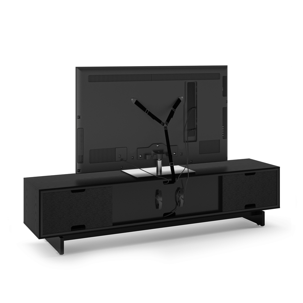 Meuble TV moderne en frêne ébénisé pour salon
