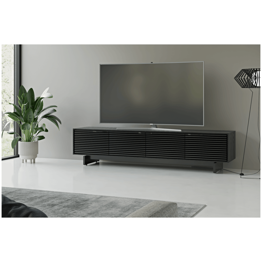 Meuble TV moderne en frêne ébénisé pour salon
