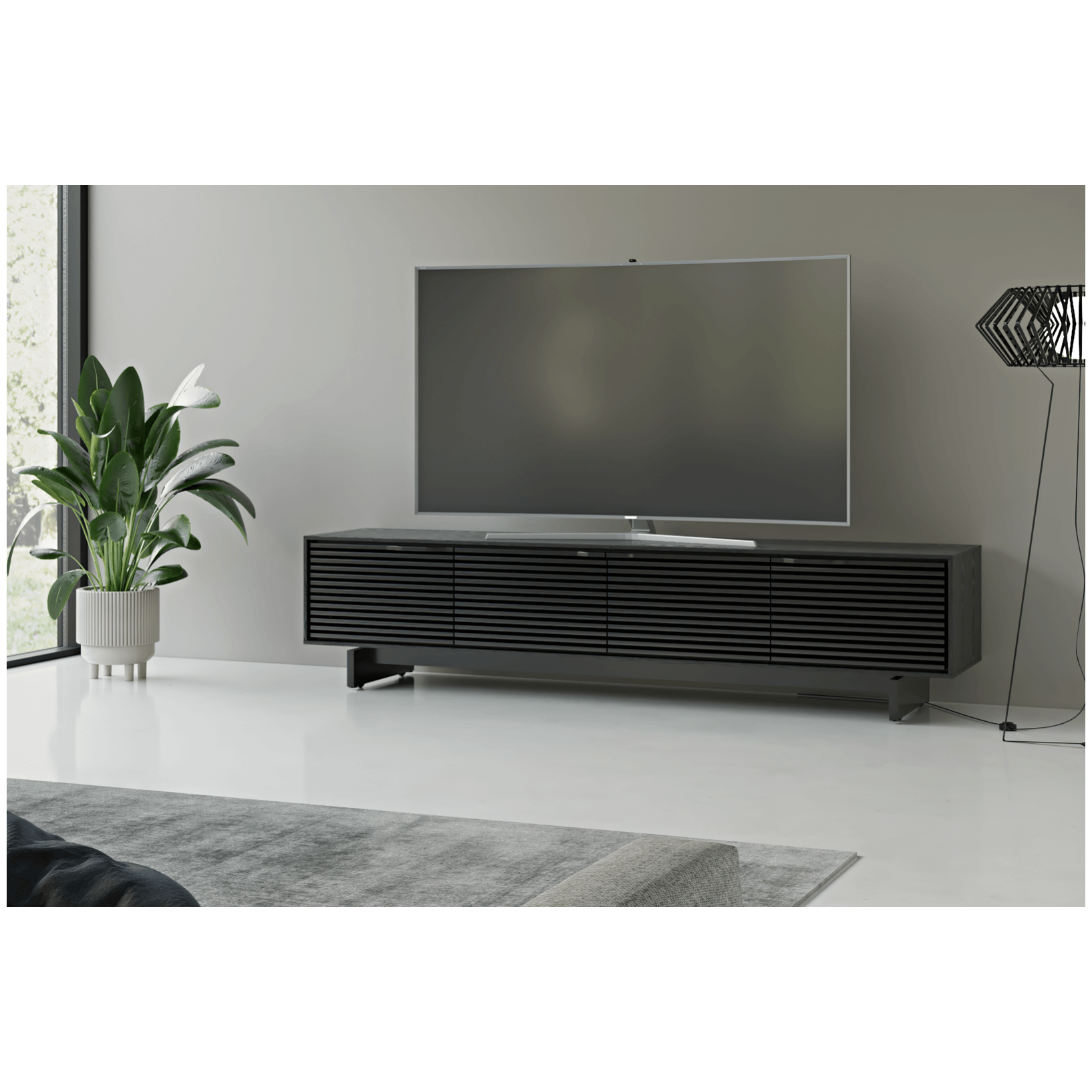 Meuble TV moderne en frêne ébénisé pour salon