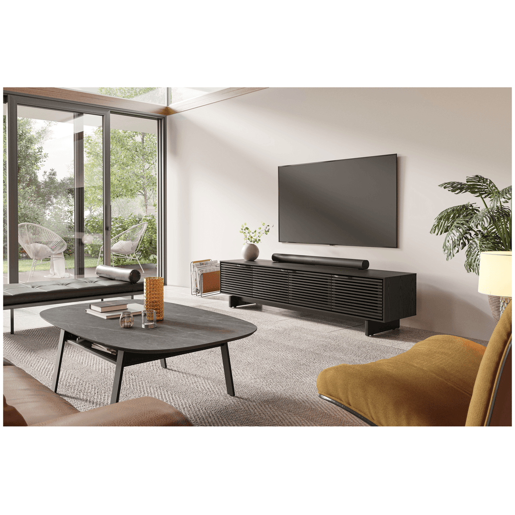 Meuble TV moderne en frêne ébénisé pour salon