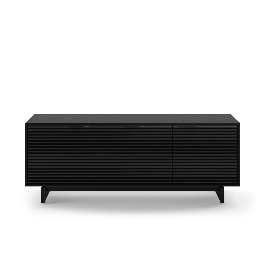 Meuble TV en frêne ébénisé avec rangements pour salon