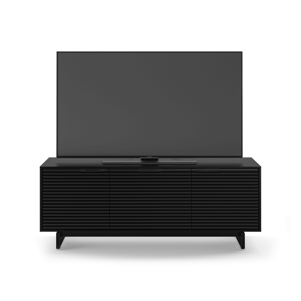 Meuble TV en frêne ébénisé avec rangements pour salon