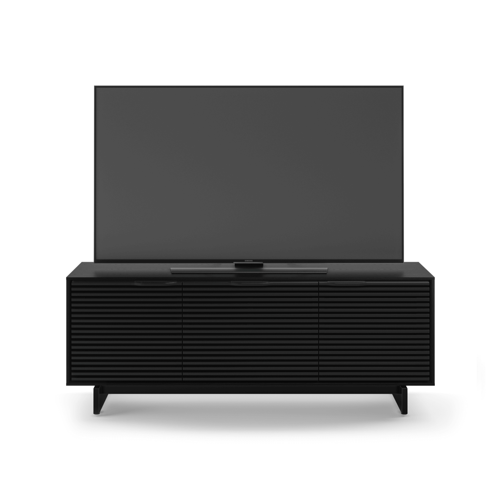 Meuble TV en frêne ébénisé avec rangements pour salon