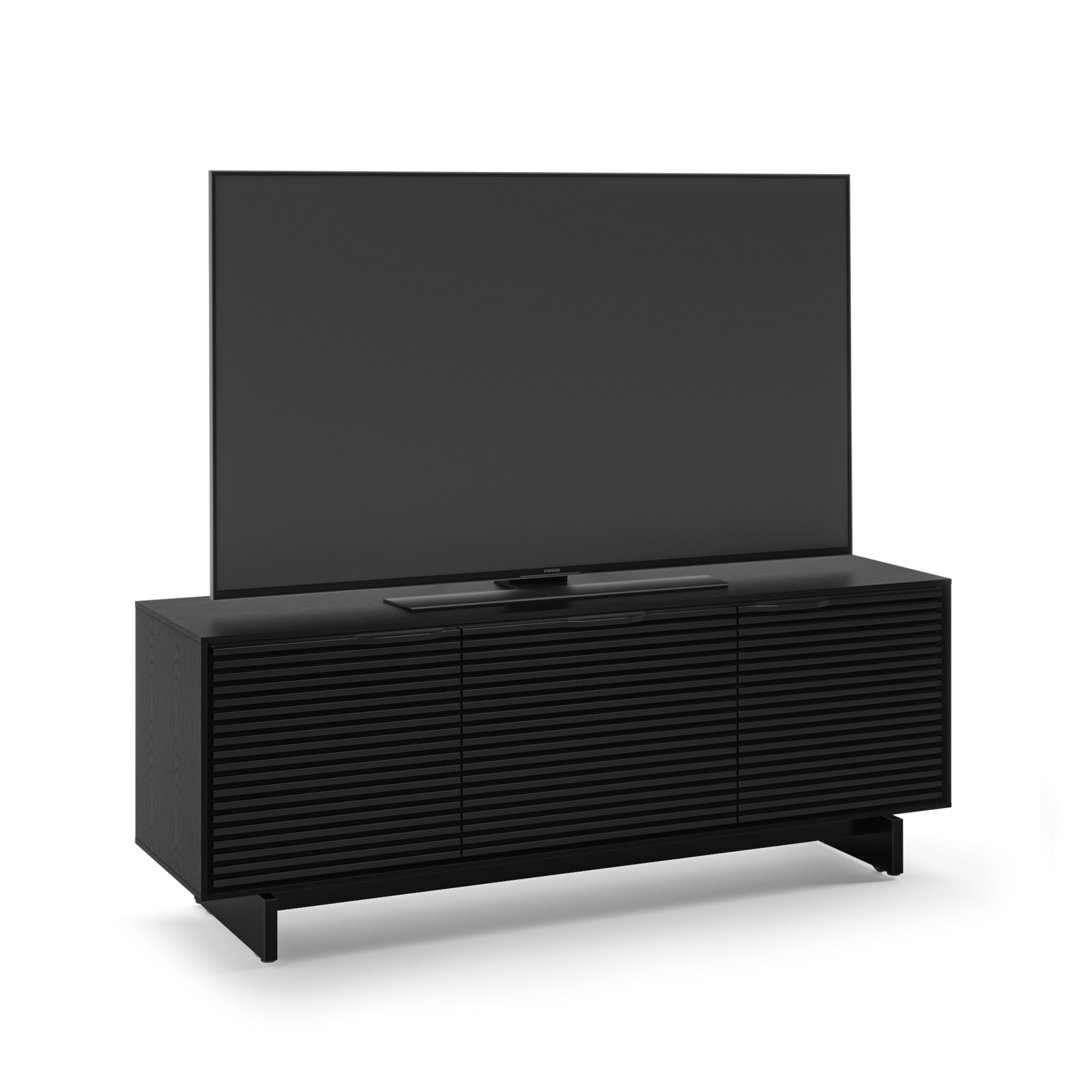 Meuble TV en frêne ébénisé avec rangements pour salon