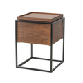 Table d'appoint mi-siècle en noyer naturel avec plateau pivotant et rangement pour chambre à coucher