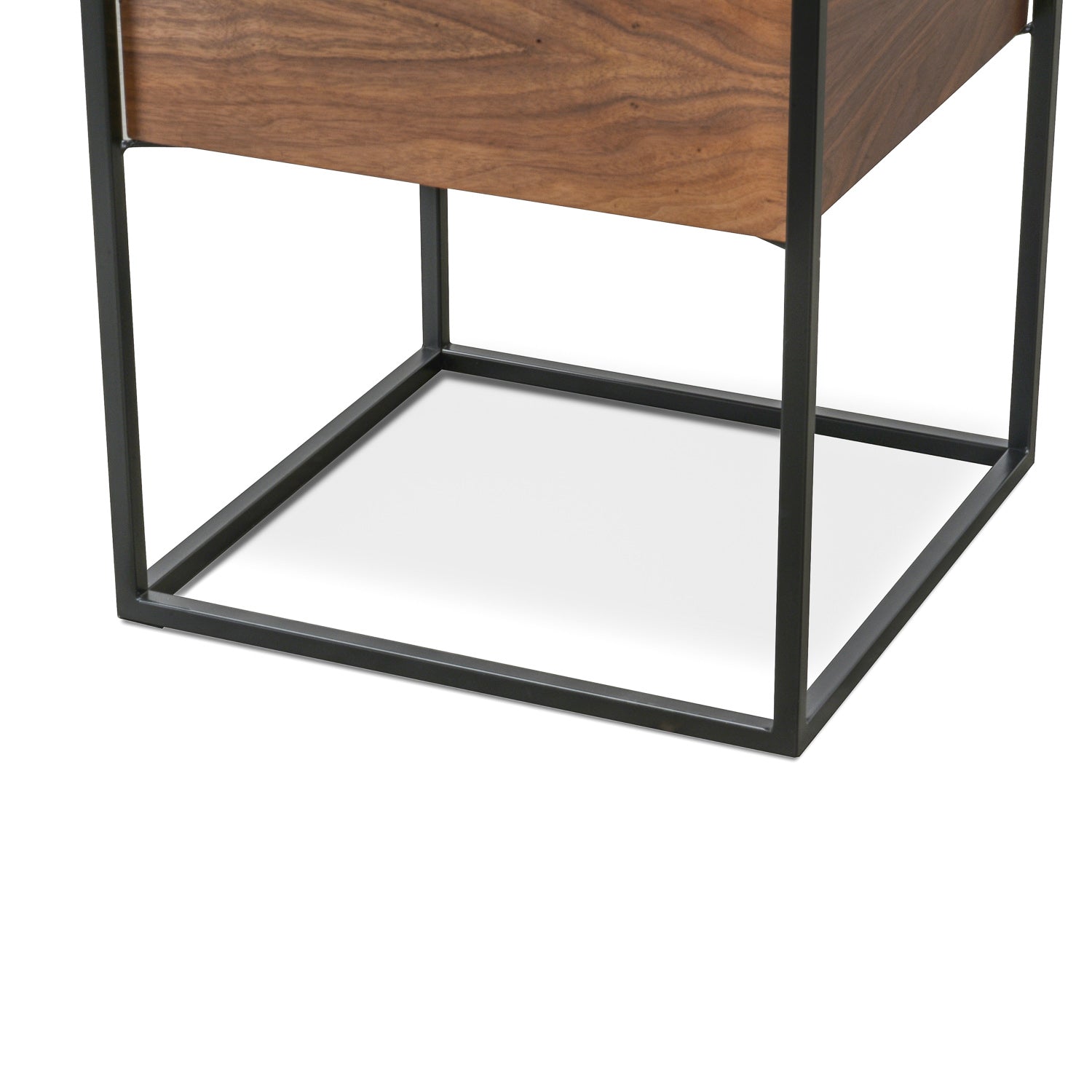 Table d'appoint mi-siècle en noyer naturel avec plateau pivotant et rangement pour chambre à coucher