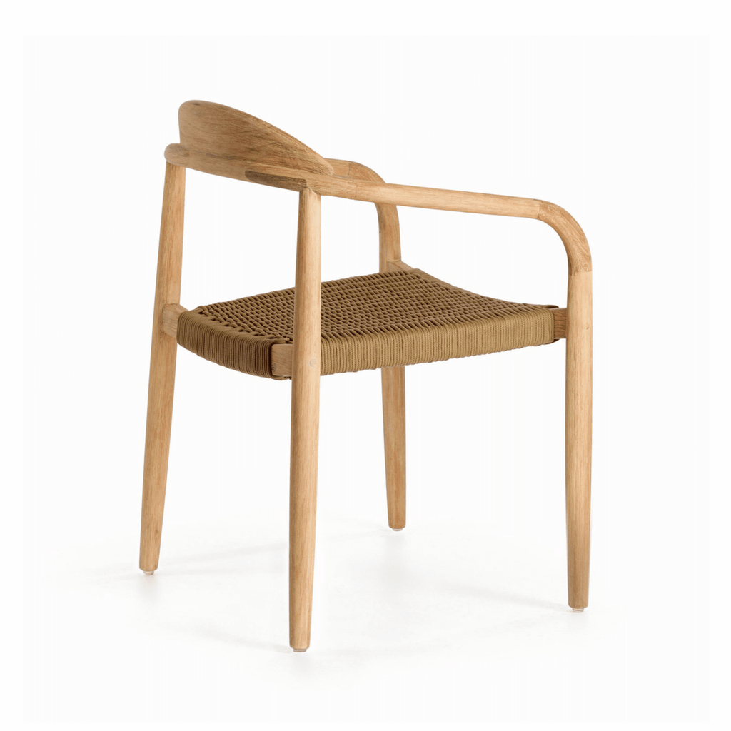 Chaise de salle à manger d'extérieur en corde naturelle, empilable et ergonomique