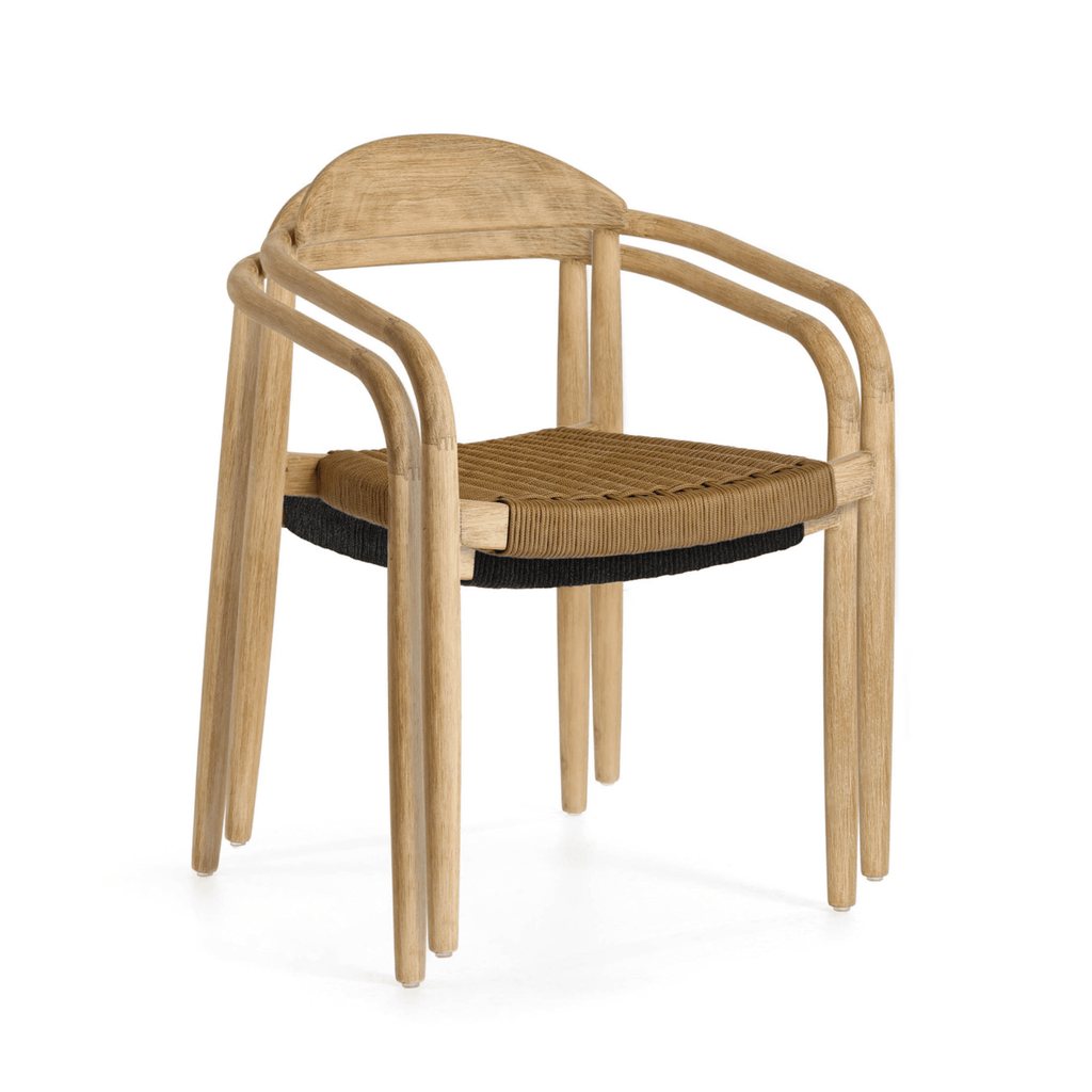Chaise de salle à manger d'extérieur en corde naturelle, empilable et ergonomique