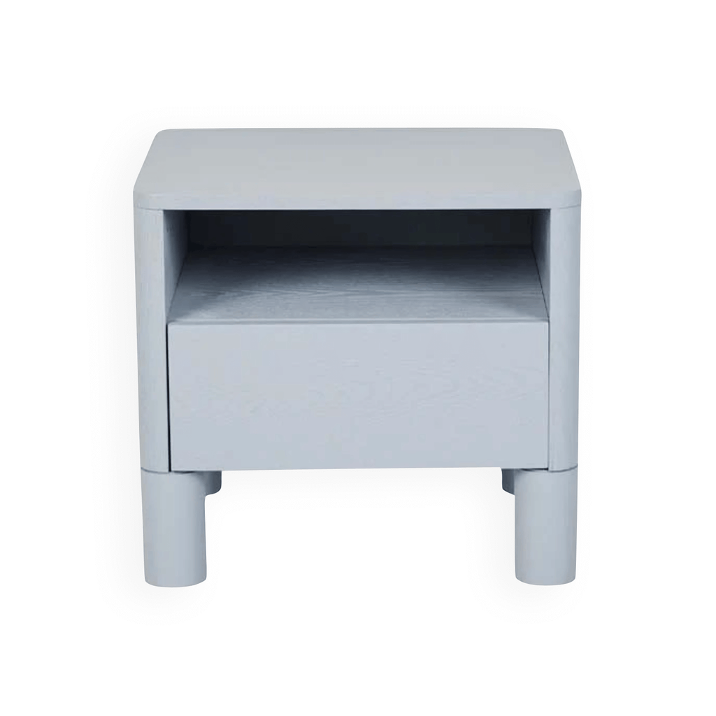 Table de chevet moderne en frêne bleu pour chambre à coucher