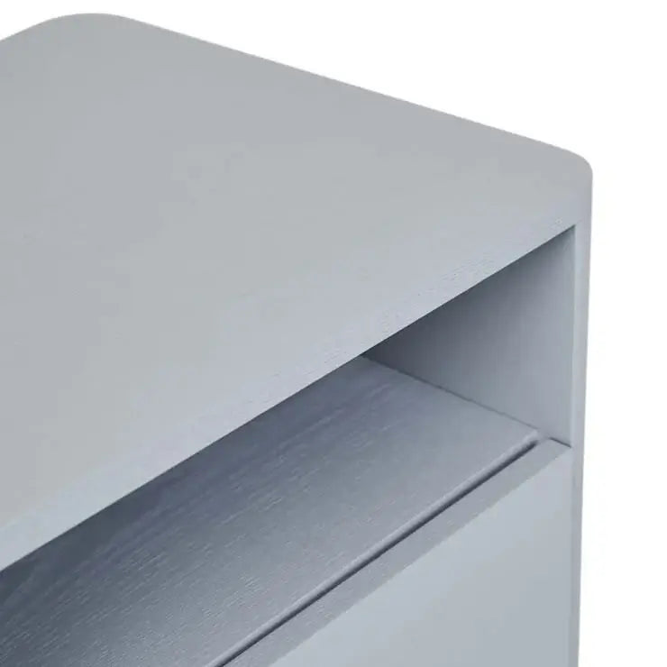 Table de chevet moderne en frêne bleu pour chambre à coucher