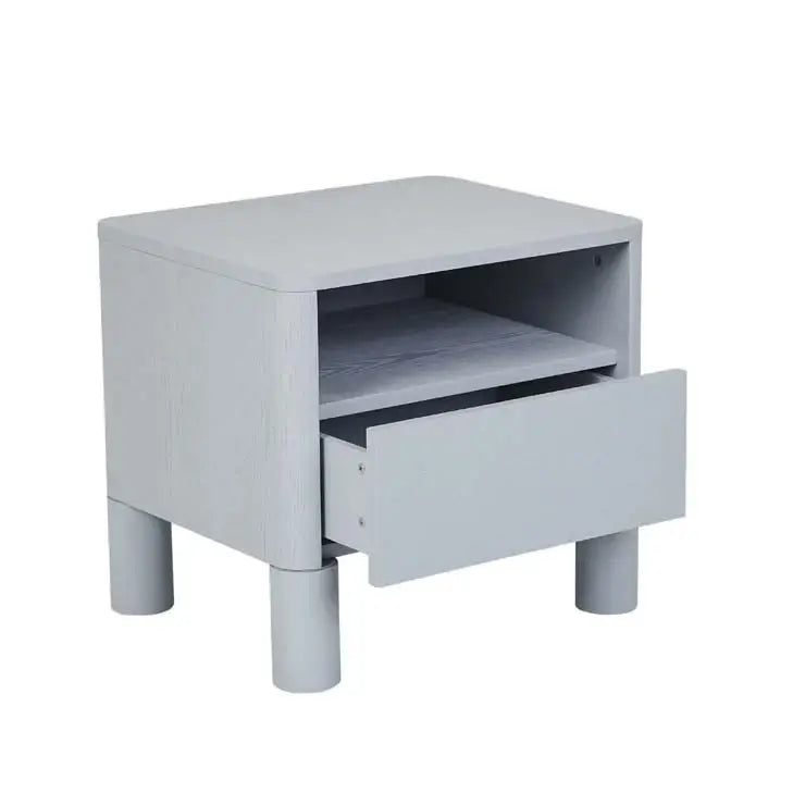 Table de chevet moderne en frêne bleu pour chambre à coucher