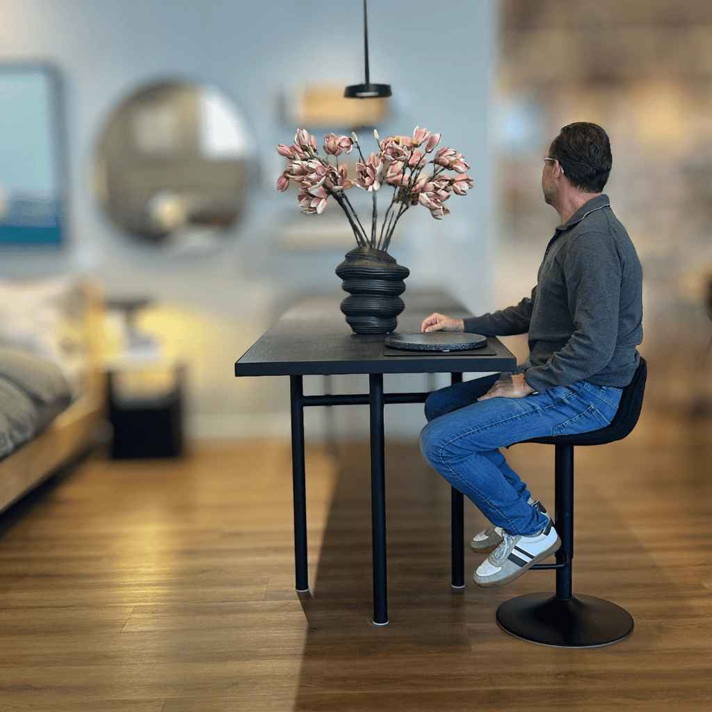 Tabouret de bar en acier beige avec assise rembourrée pour cuisine