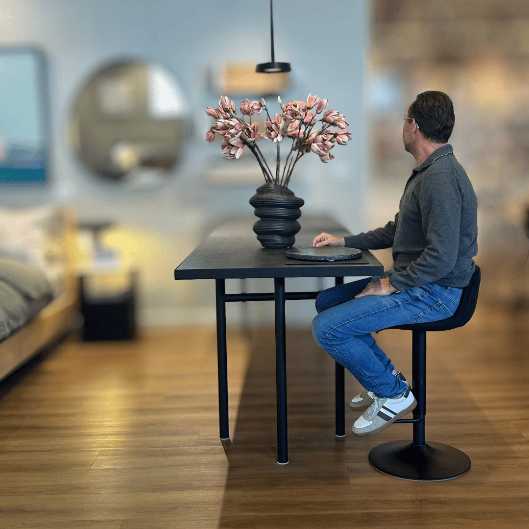 Tabouret de bar en acier beige avec assise rembourrée pour cuisine