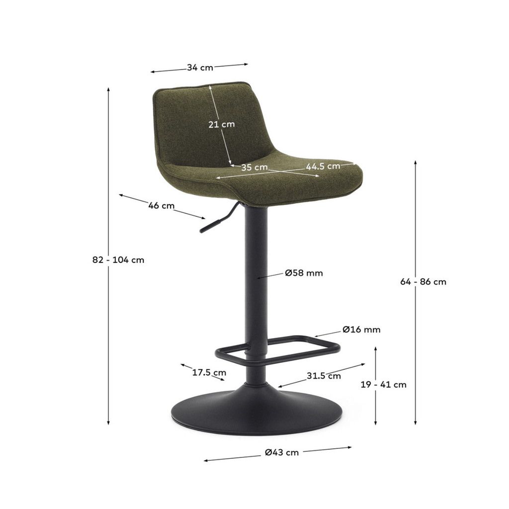 Tabouret de bar vert avec revêtement en tissu pour cuisine