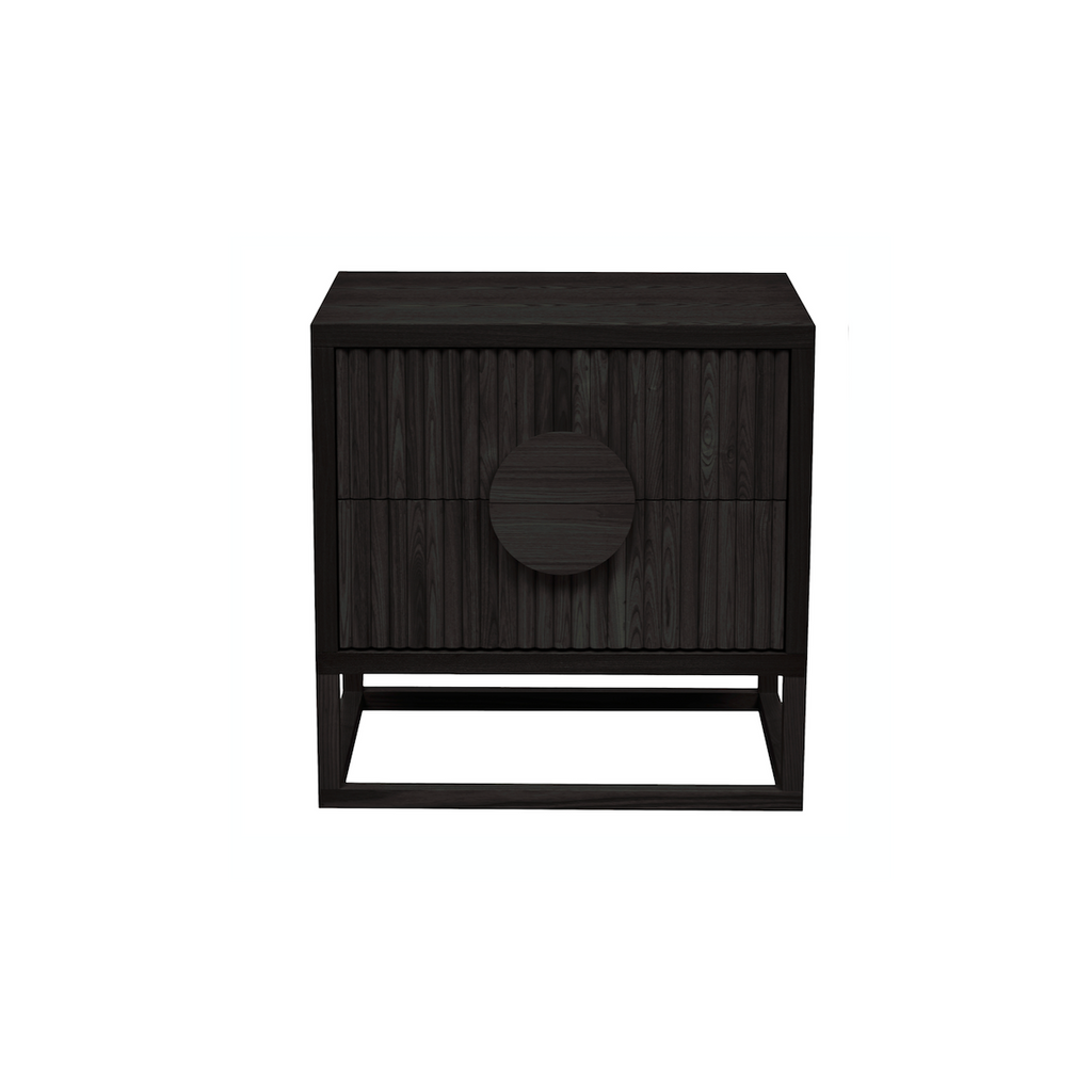 Table de chevet moderne en chêne noir mat pour chambre à coucher