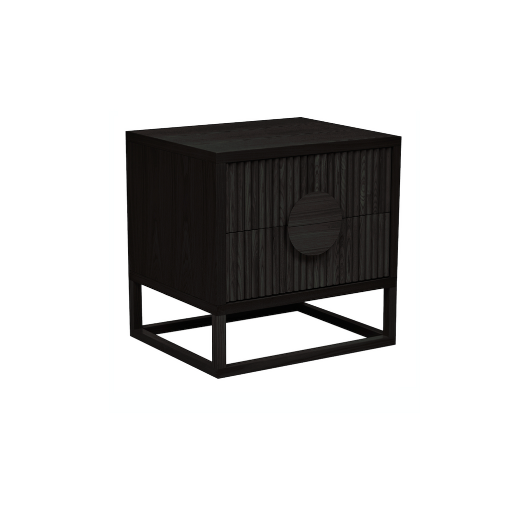 Table de chevet moderne en chêne noir mat pour chambre à coucher