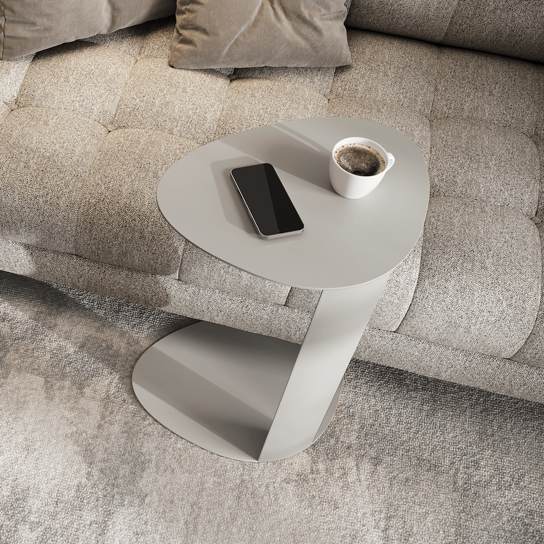 Table d'appoint en acier beige