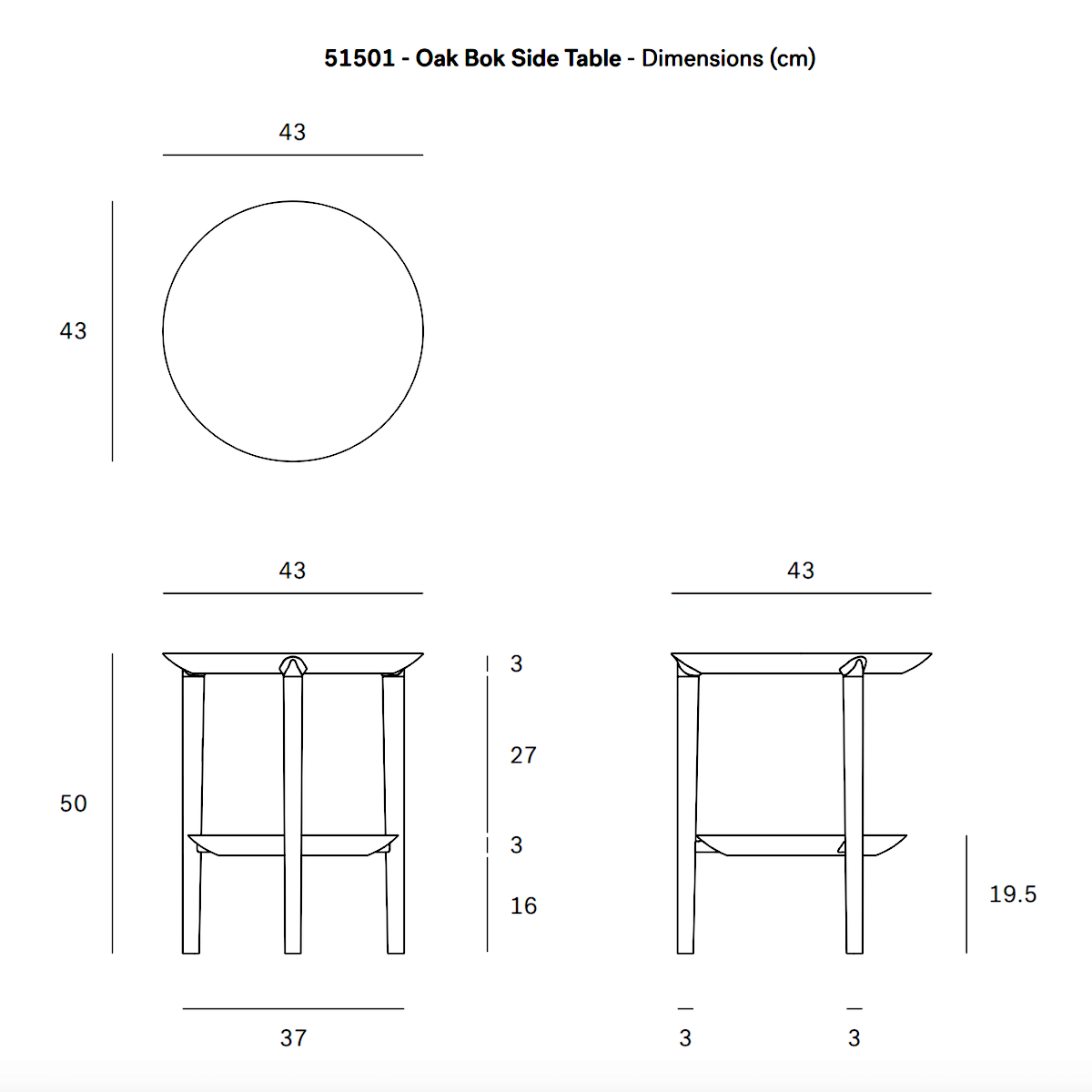 Table d'appoint moderne en chêne noir