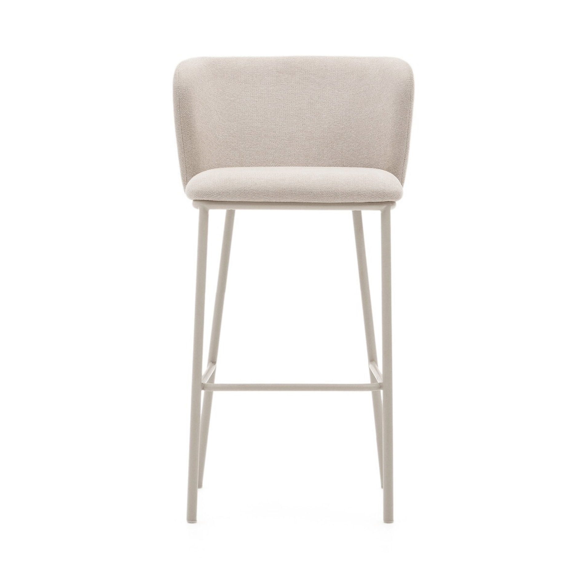 Tabouret de bar moderne en chenille ivoire avec mousse haute densité et dossier incurvé pour cuisine