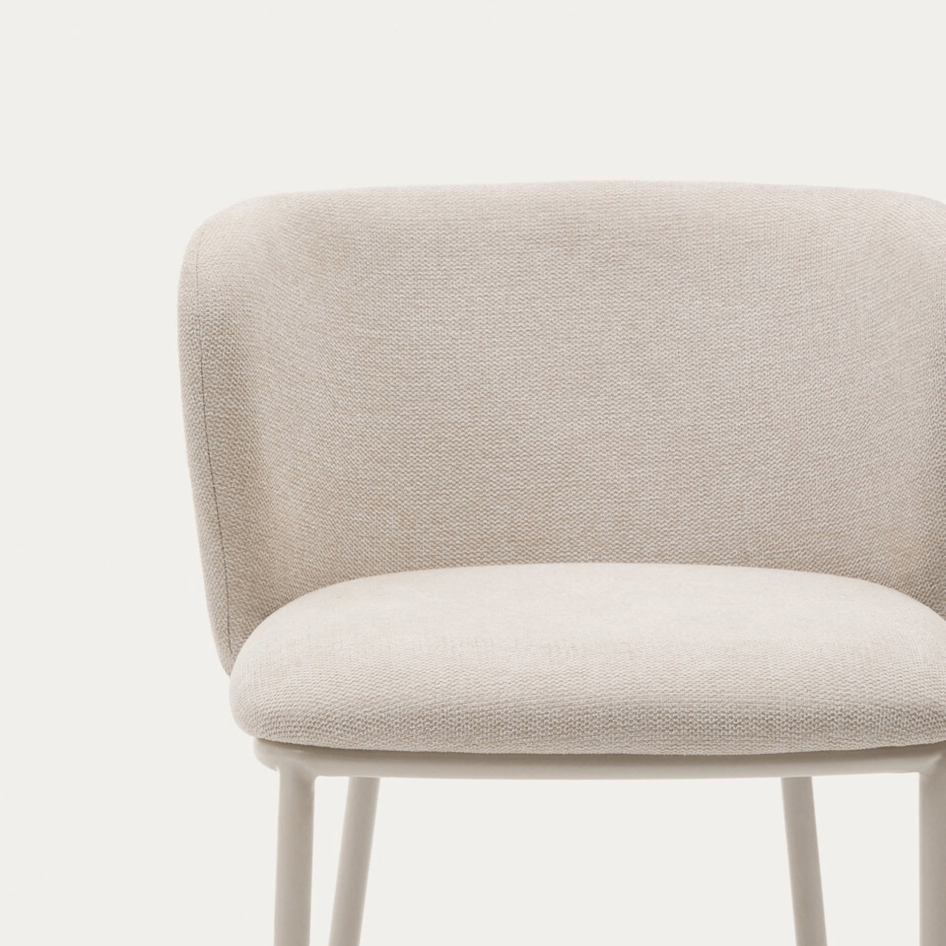 Tabouret de bar moderne en chenille ivoire avec mousse haute densité et dossier incurvé pour cuisine