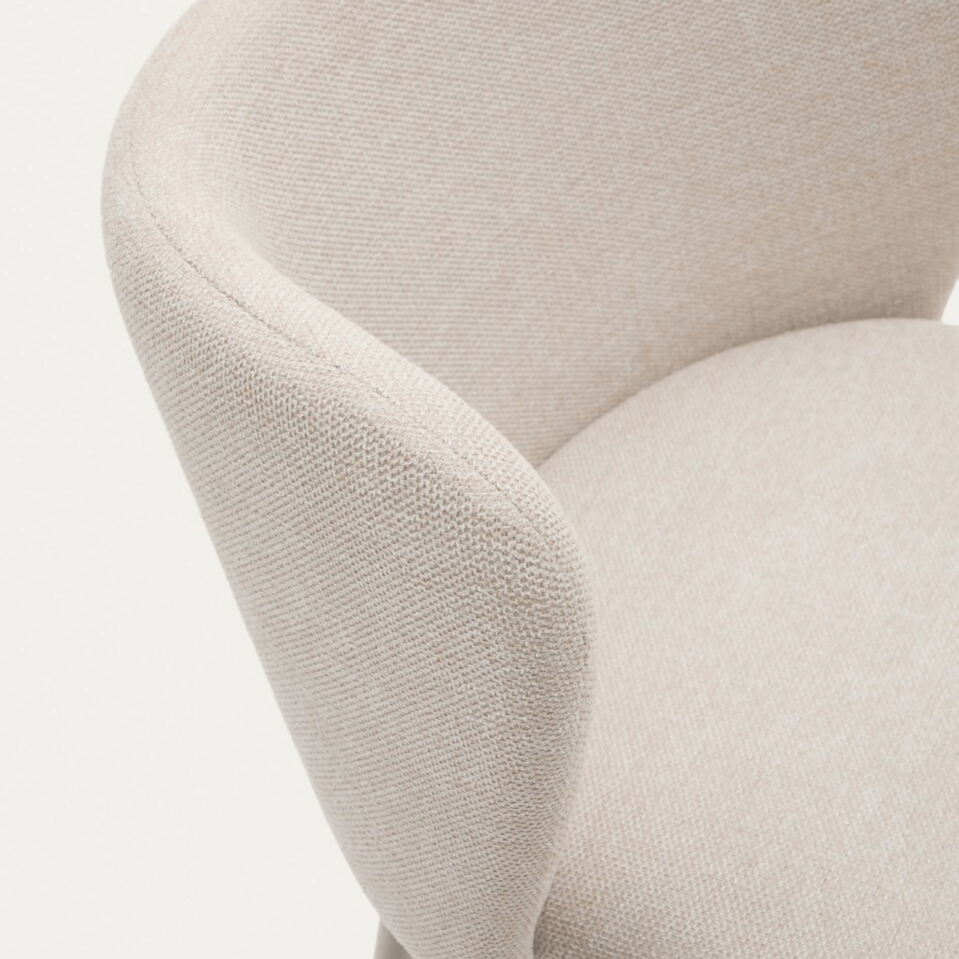 Tabouret de bar moderne en chenille ivoire avec mousse haute densité et dossier incurvé pour cuisine