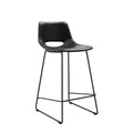 Tabouret de bar de cuisine en similicuir noir de style Mid-Century