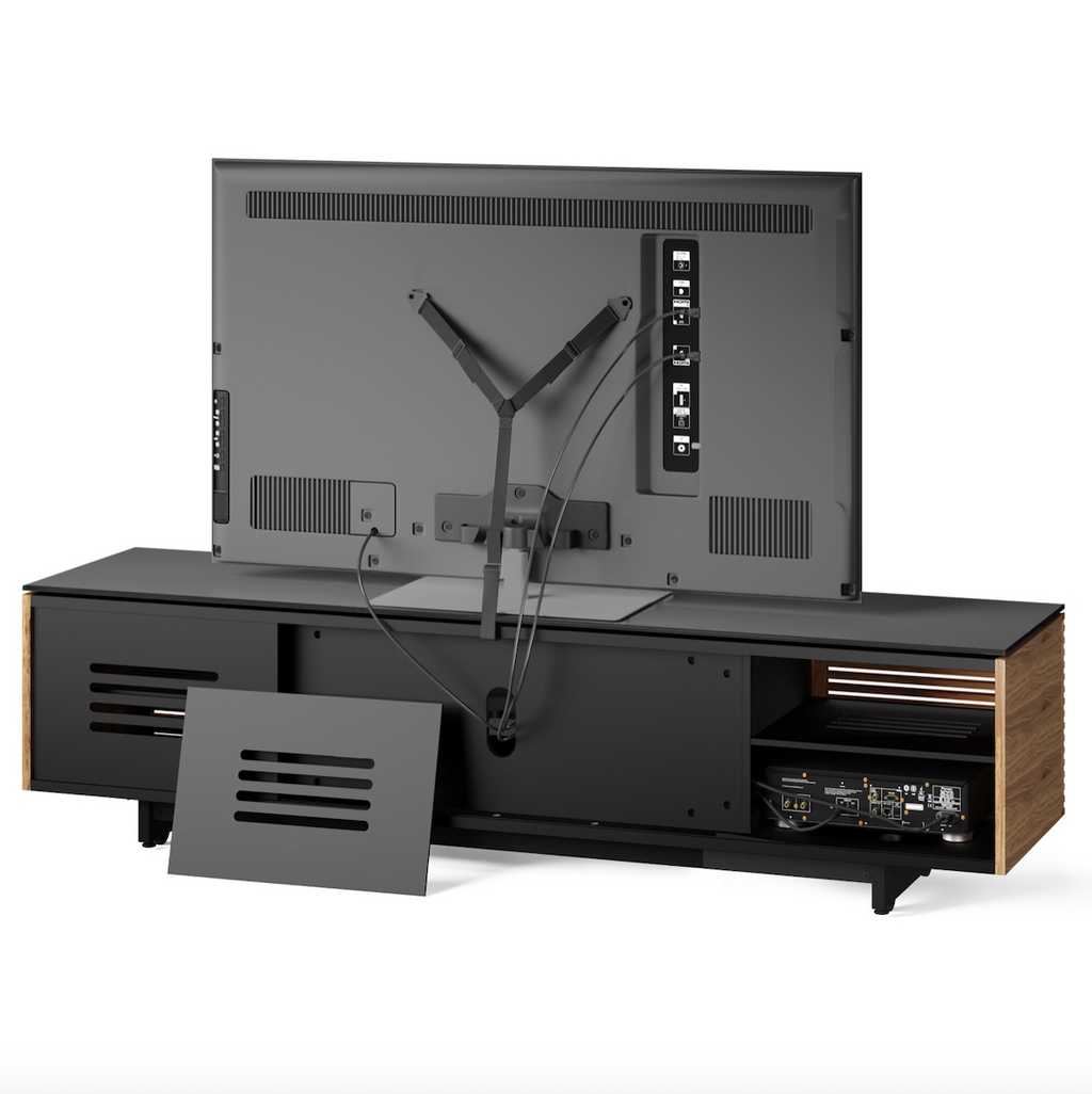 Meuble TV moderne en noyer naturel pour salon