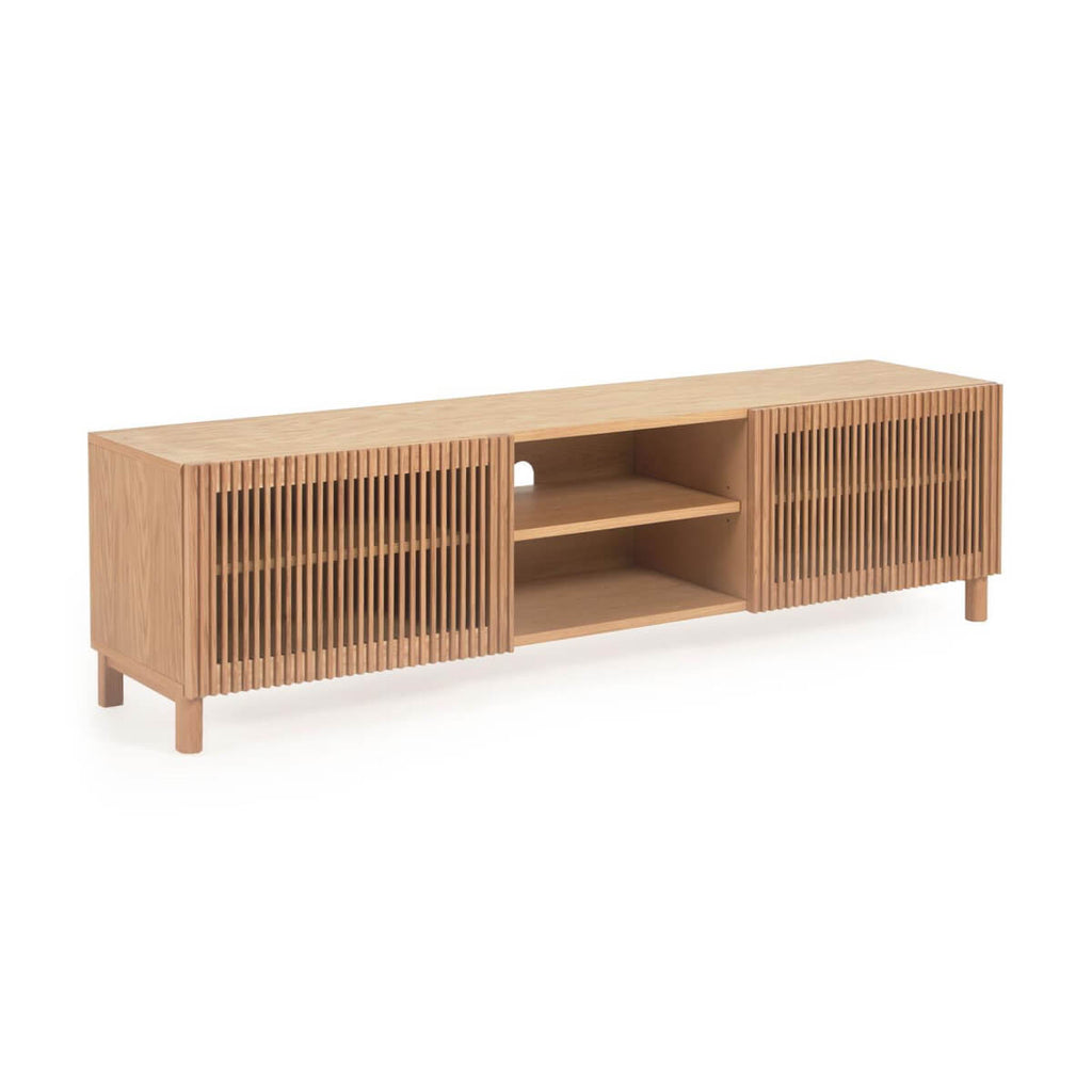 Meuble TV en chêne frêne naturel côtier avec rangement pour salon