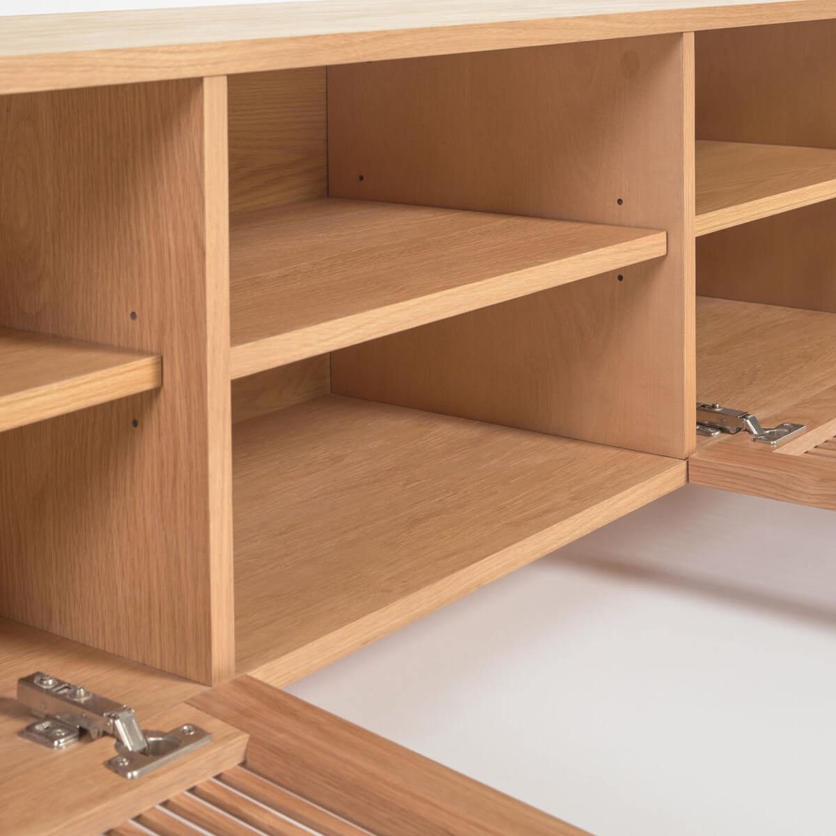 Meuble TV en chêne frêne naturel côtier avec rangement pour salon