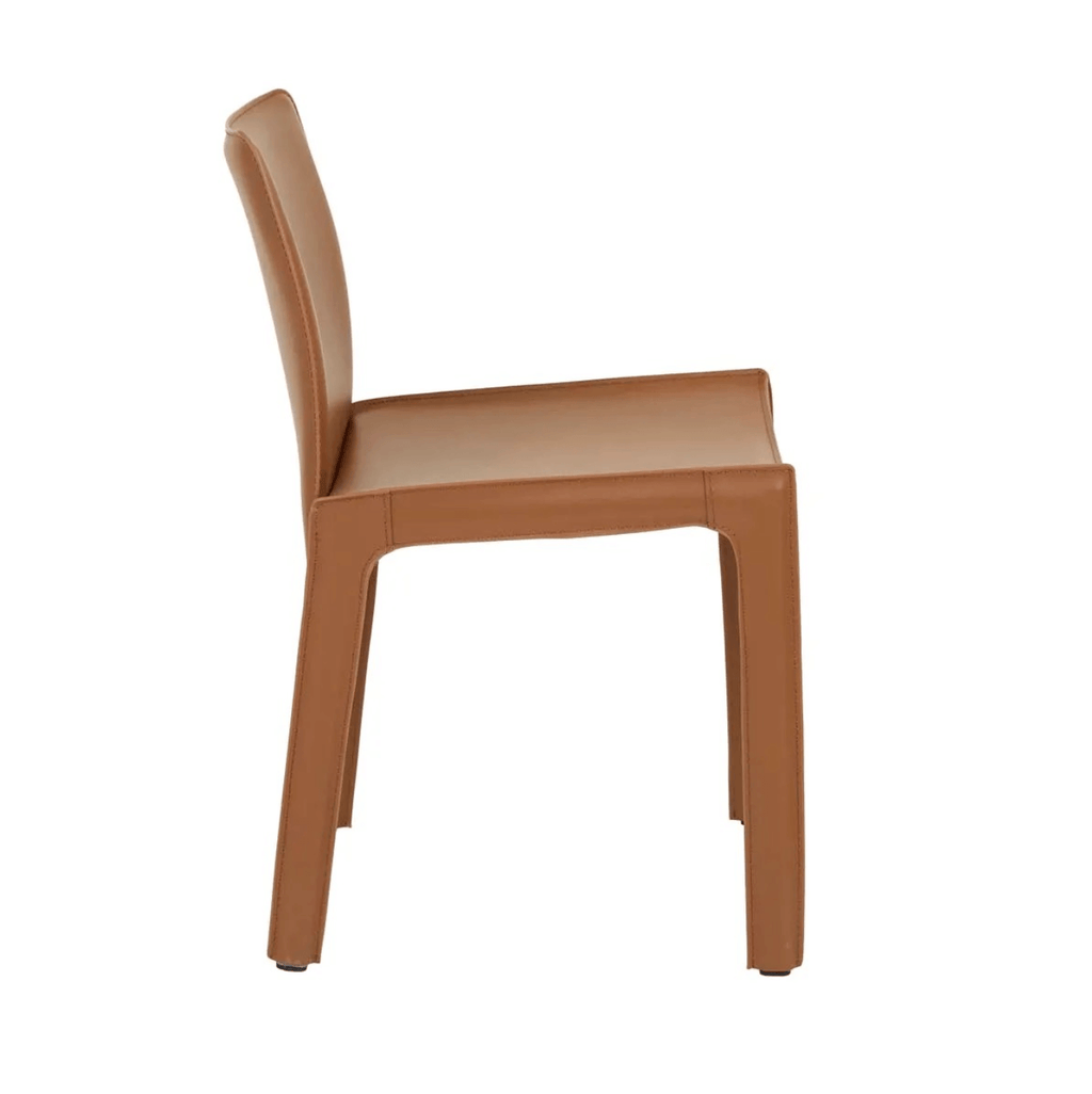 Chaise de salle à manger en cuir tanné et rembourrée pour la salle à manger