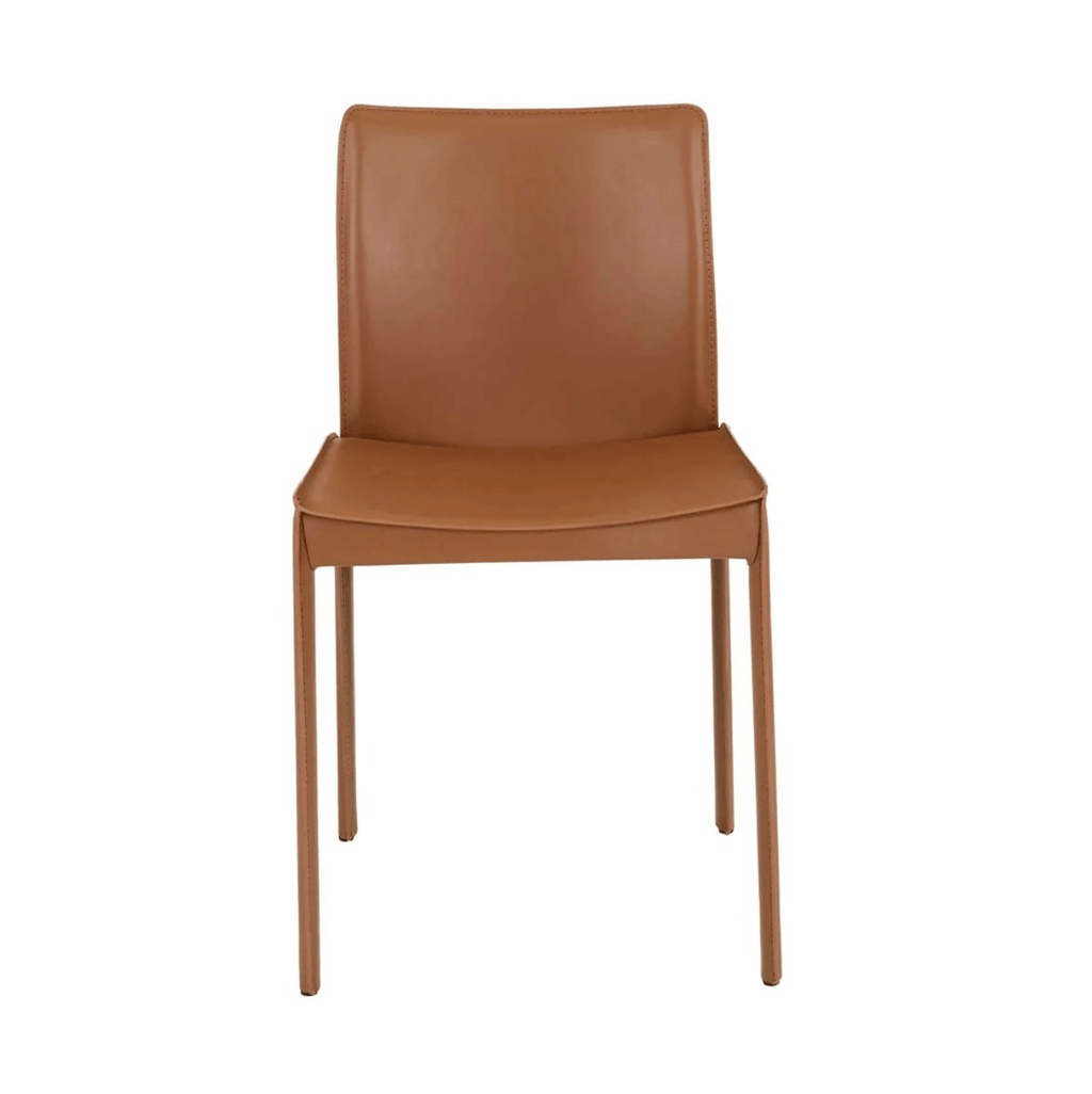 Chaise de salle à manger en cuir tanné et rembourrée pour la salle à manger