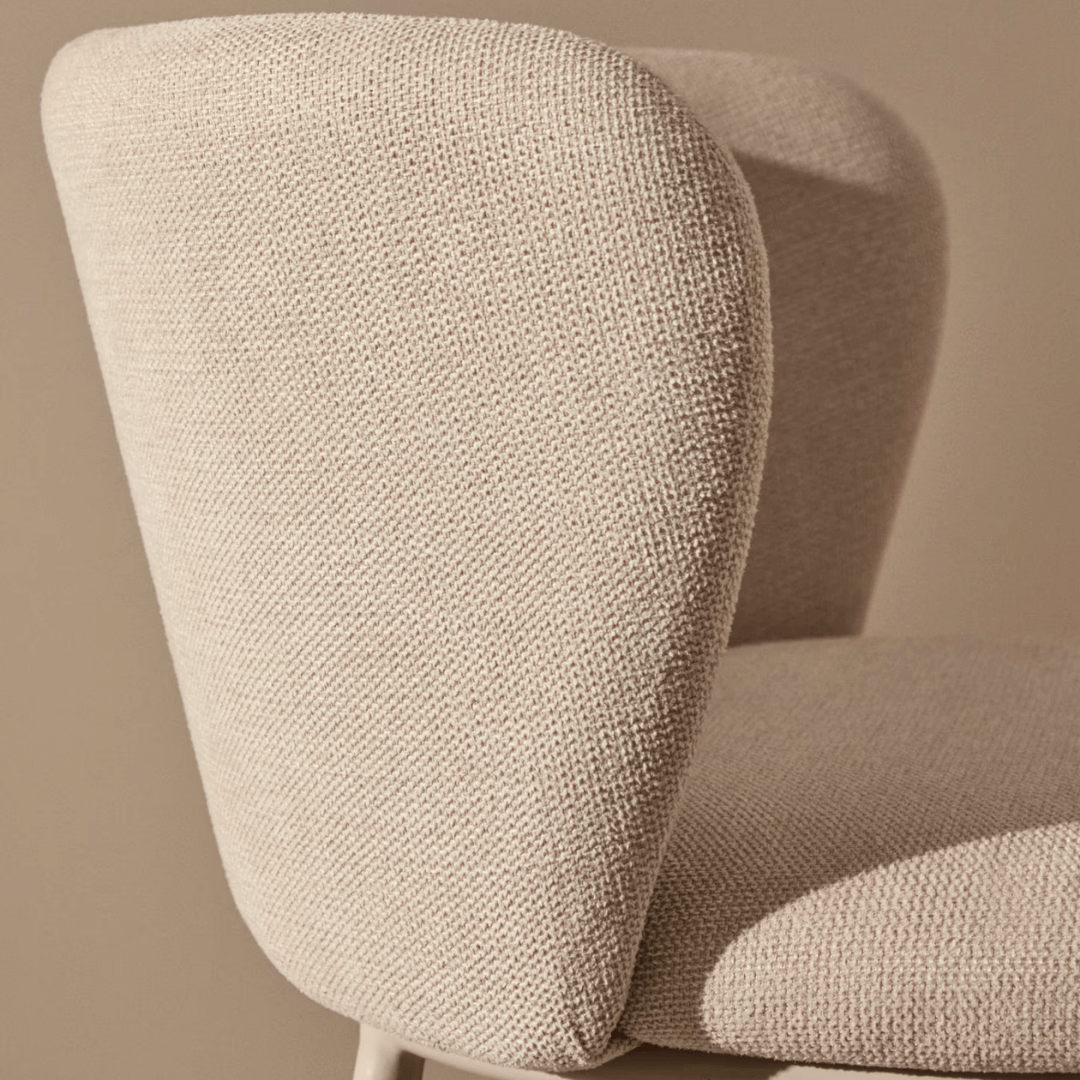 Tabouret de bar moderne en chenille ivoire avec mousse haute densité et dossier incurvé pour cuisine