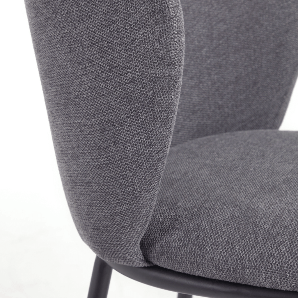 Tabouret de bar moderne en chenille anthracite avec mousse haute densité et dossier incurvé pour cuisine