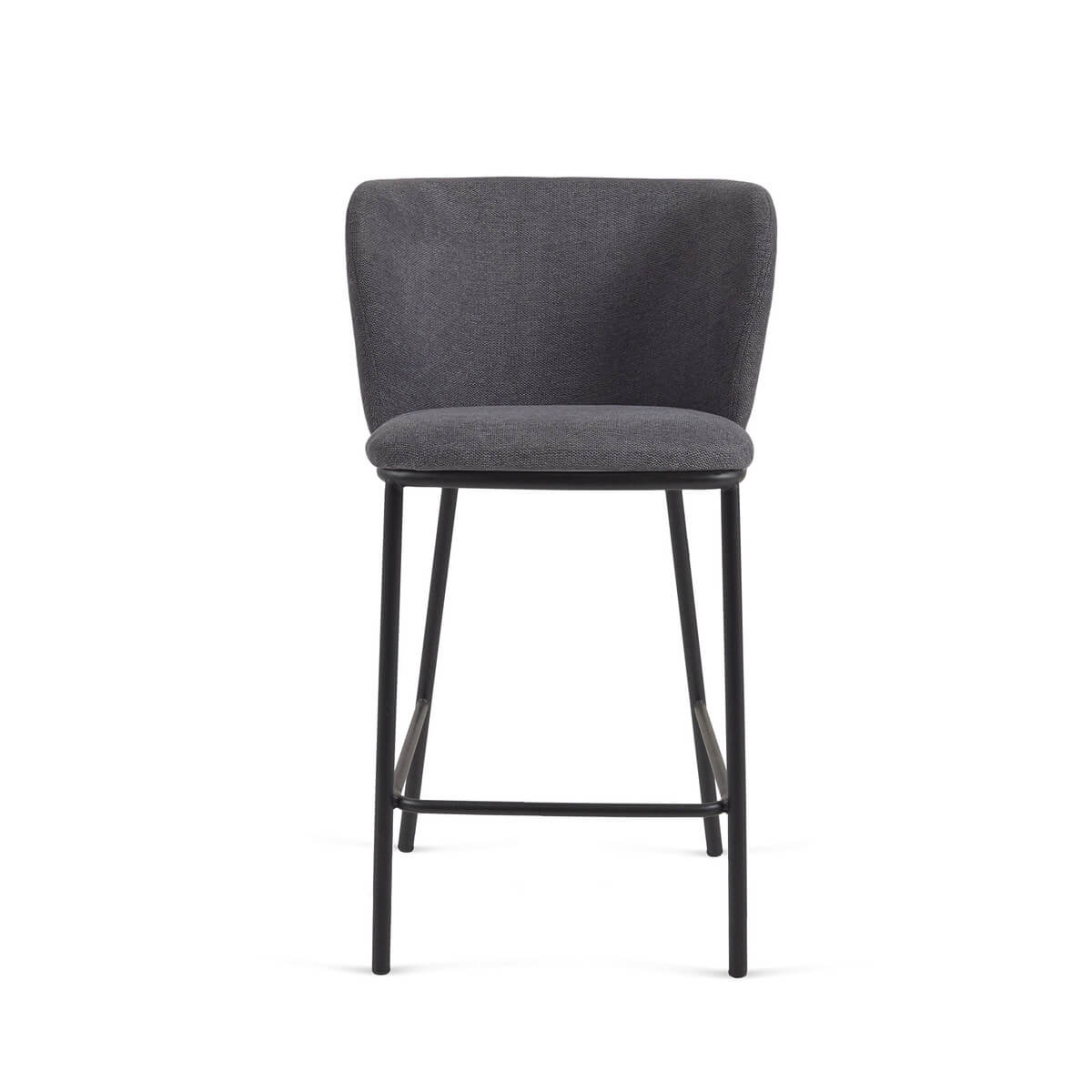 Tabouret de bar moderne en chenille anthracite avec mousse haute densité et dossier incurvé pour cuisine