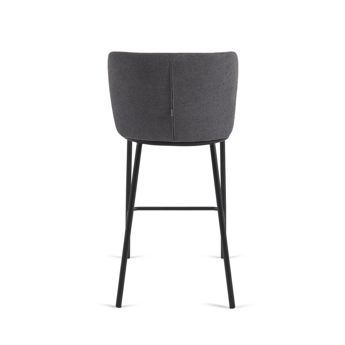 Tabouret de bar moderne en chenille anthracite avec mousse haute densité et dossier incurvé pour cuisine