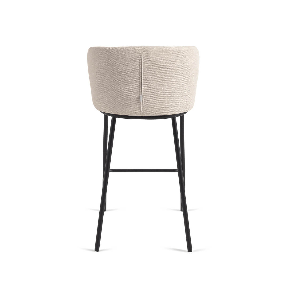 Tabouret de bar moderne en chenille ivoire avec mousse haute densité et dossier incurvé pour cuisine