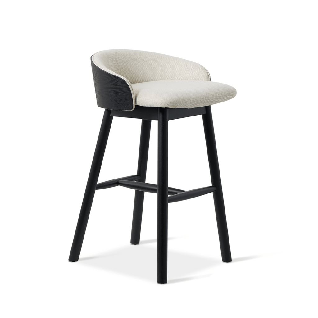 Tabouret de bar en frêne noir avec assise rembourrée pour cuisine
